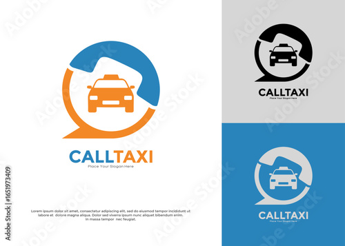 Call taxi with phone receiver and a taxi logo vector template. Suitable for  modern taxi companies, ride-hailing applications, or any transportation service, efficiency, and easy access to a ride