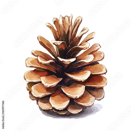 Detailed vector illustration of a brown pinecone with visible scales