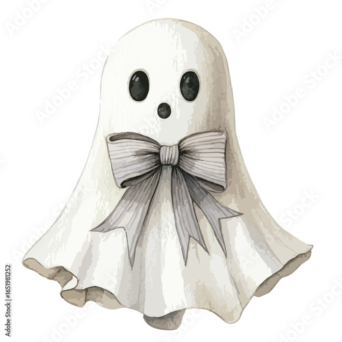 Elegant Ghost with Bow Tie A Spooky Chic Halloween Decoration
