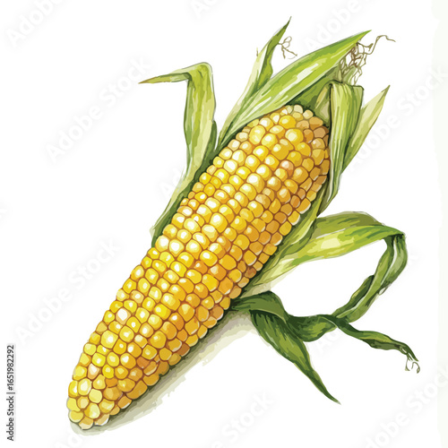 Freshly Harvested Corn on the Cob with Vibrant Green Husk Leaves