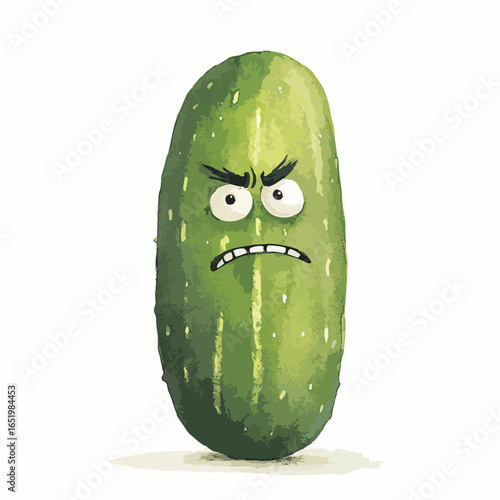 Grumpy Pickle with Angered Expression and Detailed Facial Features