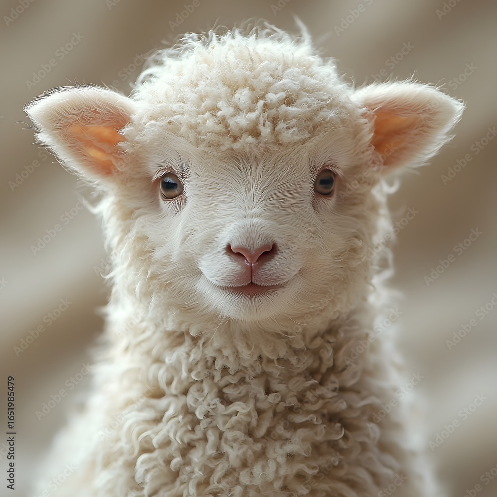 Fototapeta premium Soft and Innocent Newborn Lamb Close Up