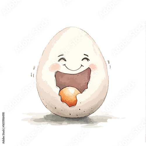 Joyful Cartoon Egg Hatching with Golden Yolk