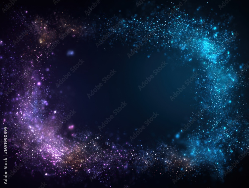 Fototapeta premium Glowing Dust Effect with Digital Frame Border and Cosmic Vibes