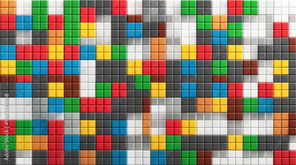 Fototapeta premium Colorful Retro Game Tiles on a White Background