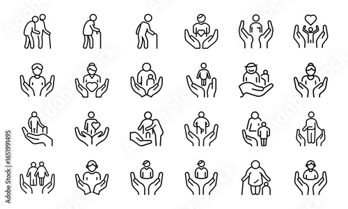 24 Medical and Healthcare Line Icons Hospital, Doctor, Patient Care, Emergency, Surgery, Pharmacy, Vaccination, Telemedicine, First Aid, and Medical Equipment Vector Icon Bundle