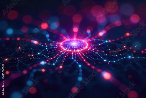 A network of interconnected data points flows smoothly into a central hub, representing seamless data integration and efficient information management , system, ETL, analytics