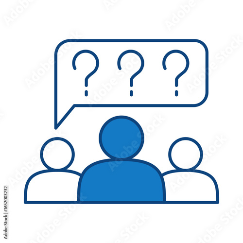 Question Blue Line Icon. Question Mark, Thinking, Asking, Answer, Help Editable Stroke Vector Illustration
