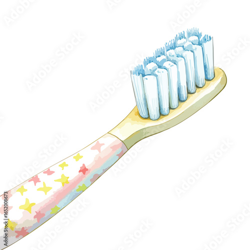 Starry Toothbrush with Soft Blue Bristles Angled View for Dental Hygiene