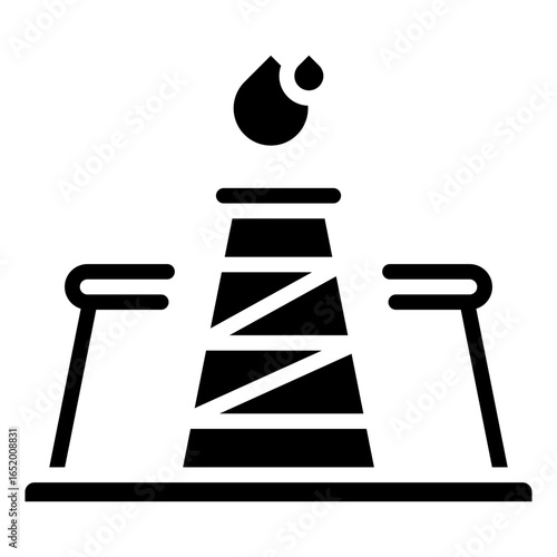 Icon of an oil refinery or heavy industrial plant dealing with industrial liquids or gases that processes oil, gas, or liquid fuels