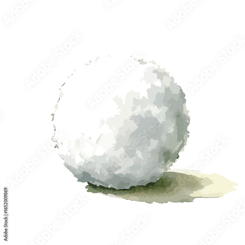 Textured Snowball with Subtle Shadow Ready for a Winter Battle