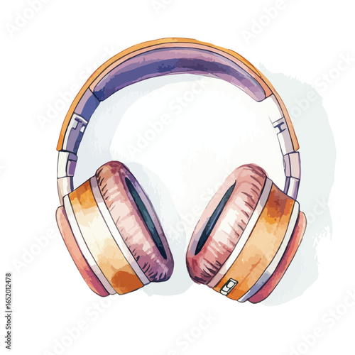 Wallpaper Mural Vibrant Watercolor Headphones in Earthy Tones Torontodigital.ca