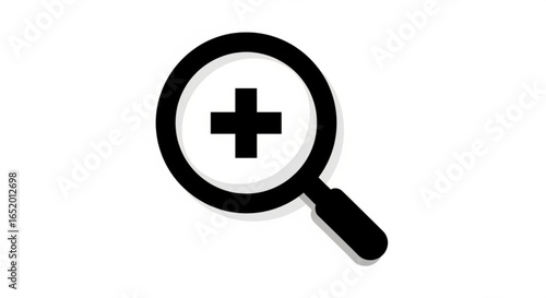 Magnifying glass with plus sign icon for search or zoom concept
