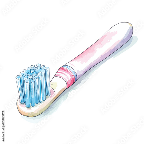 Vibrant Watercolor Toothbrush Illustration with Soft Hues