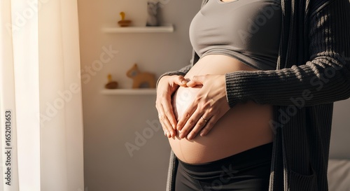 Pregnancy and Maternity A Heart Shape Formed on a Pregnant Woman's Belly
