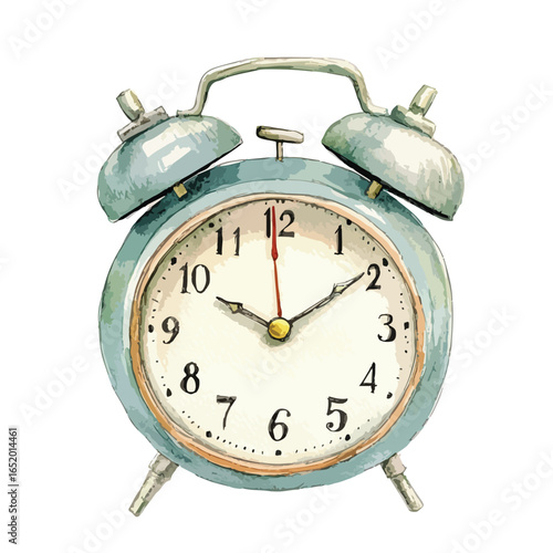 Vintage Watercolor Alarm Clock at a Specific Time