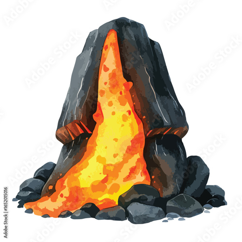 Volcanic Rock Formation with Molten Lava Flowing Downward