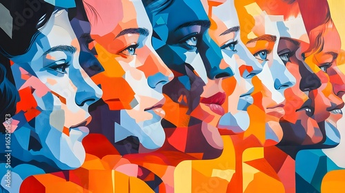 Colorful Abstract Portraits of Women in a Contemporary Mural Art Style