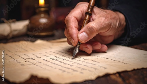 Aged Hand Writing Letter On Ancient Paper
