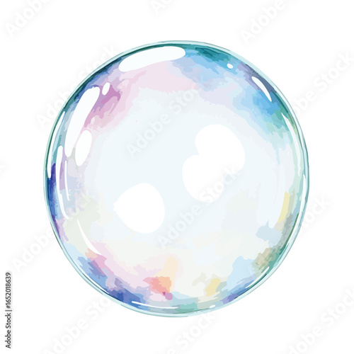 Watercolor Bubble with Iridescent Colors and Unique Internal Reflections