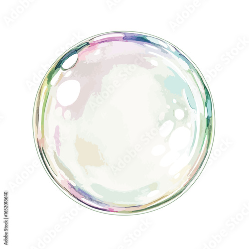 Watercolor Bubble with Iridescent Colors and Subtle Internal Reflections