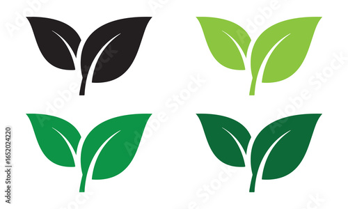 Eco Leaf Icon Set. Minimal Green Gradient Symbols for Nature, Sustainability & Eco-Friendly Branding.
