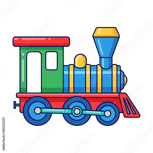 Colorful Cartoon Toy Train Locomotive Vector