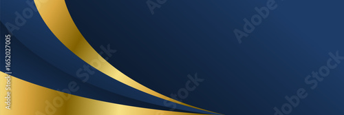 Abstract navy blue luxury banner background with gold accents. Suitable for websites, headers, sale templates, business ads, awards, events, and more