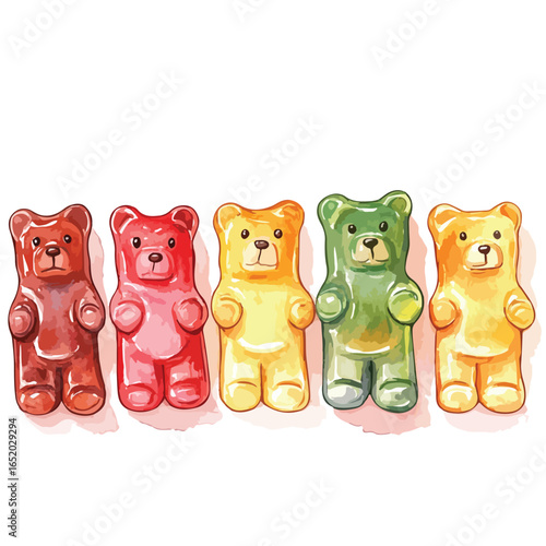 Watercolor Gummy Bears in Various Colors Delightful and Sweet Treats
