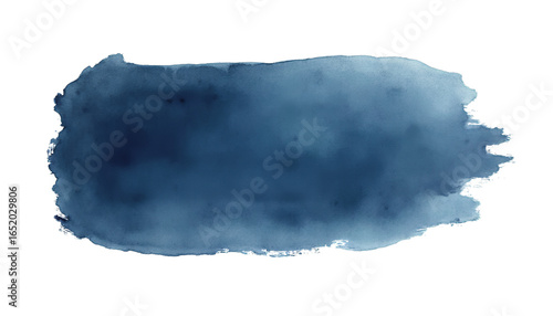 Abstract Navy Blue Watercolor Brush Stroke Isolated on White
