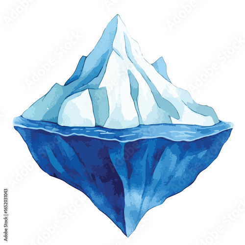 Watercolor Iceberg with a Dramatic Undersea View