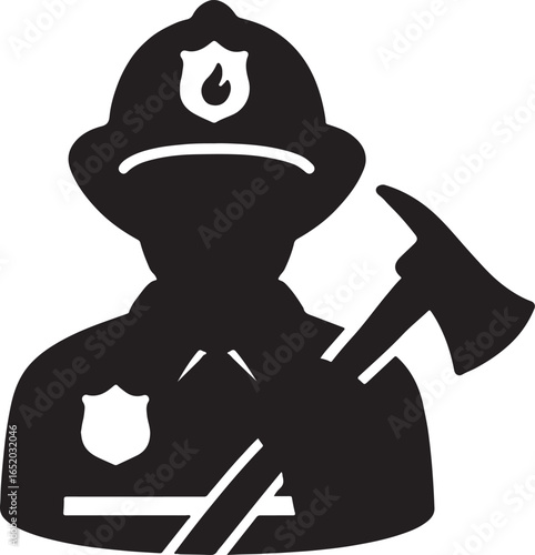 Firefighter silhouette vector for emergency, rescue, safety, and fire service design projects.