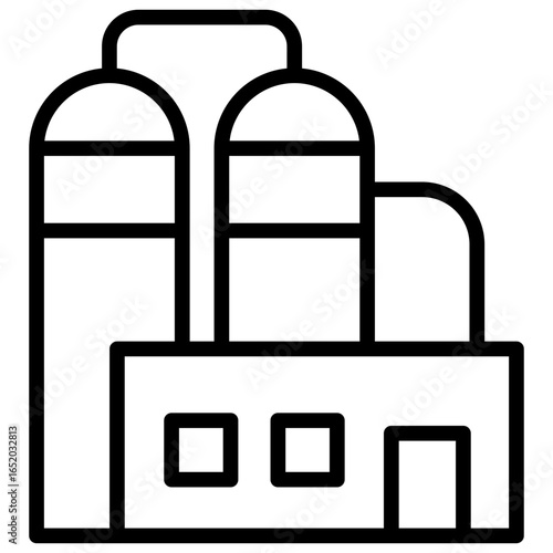 The icon of a large cylindrical tank often used to store large quantities of chemicals, oil, gas, or other raw materials represents the infrastructure that supports industry.