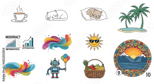 Collection of cute and colorful vector illustrations, perfect for various designs