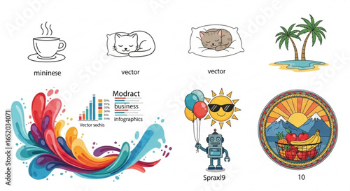 Collection of cute and colorful vector illustrations, perfect for various designs