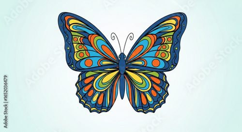 A colorful butterfly with intricate patterns, , a decorative design element