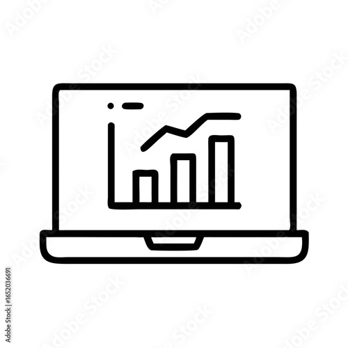 Laptop displaying growth graphs for startup pitch analysis  