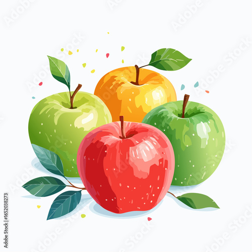 red apple with leaves