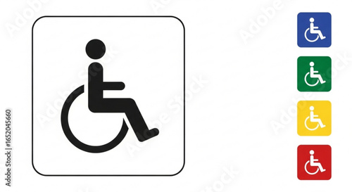 Accessible wheelchair handicap access symbol for disabled parking and restroom facilities icon 100