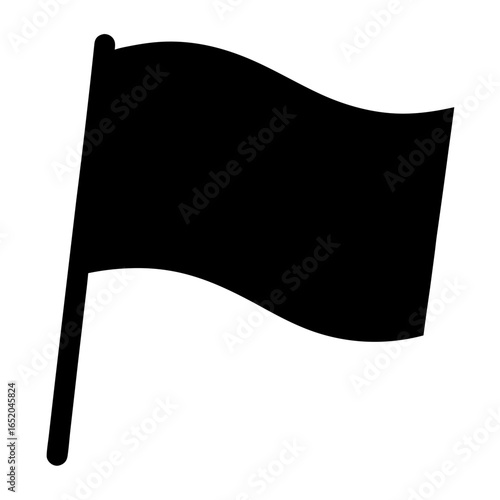 Waving black flag on a pole, a simple and bold vector graphic