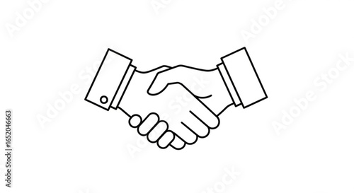 Handshake agreement partnership collaboration deal business contract cooperation line art vector illustration
