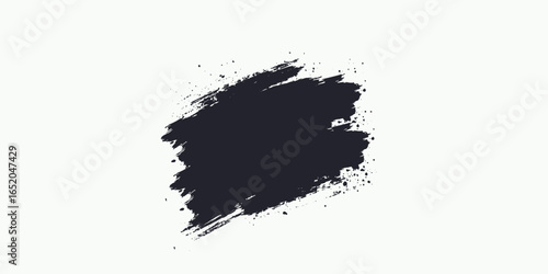 Abstract black brush stroke on white background with colorful oil paint. Stock image of creative brush strokes on white background. Black brush Stock on isolated background. 