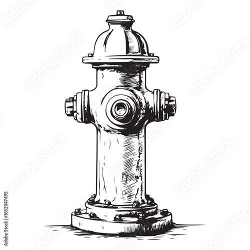 Detailed fire hydrant in silhouette vector illustration 