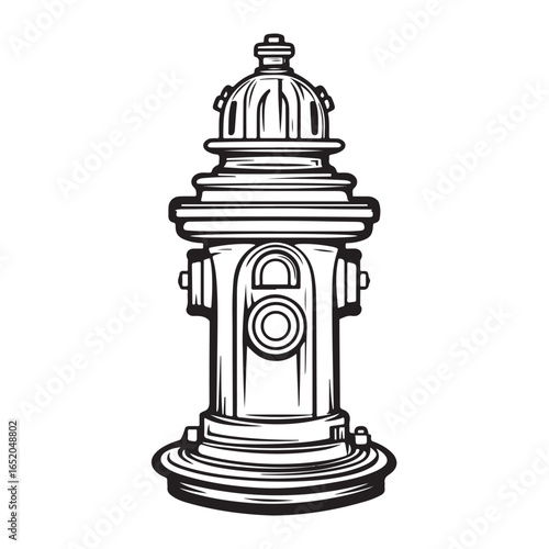 Detailed fire hydrant in silhouette vector illustration 