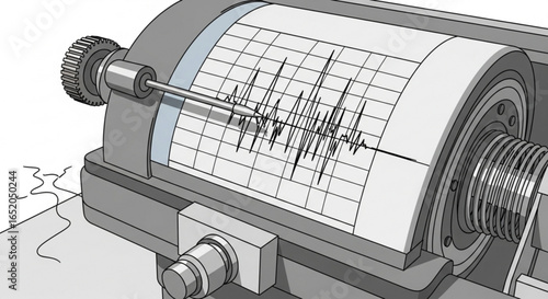 Seismograph earthquake recorder device seismology science instrument seismic activity measurement tool equipment