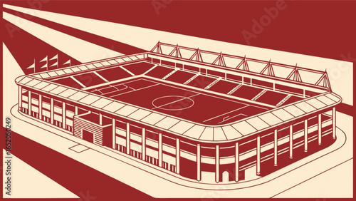 Illustration of a football soccer stadium arena with field and seats for sports events and competitions