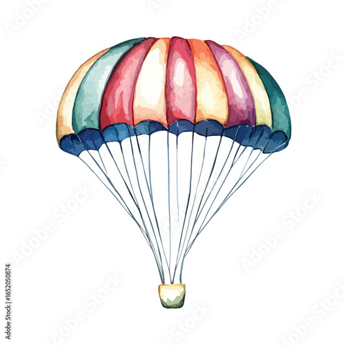 Watercolor Parachute with Vibrant Canopy and Delicate Suspension Lines