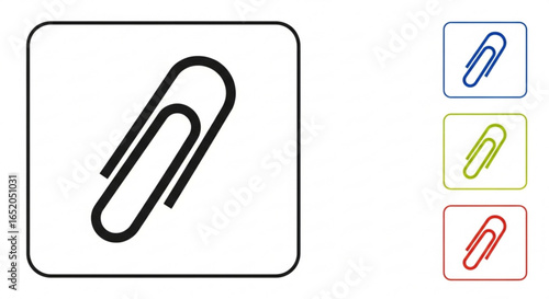 Paperclip icon vector illustration for office supply document clip attachment stationery organizer tool design