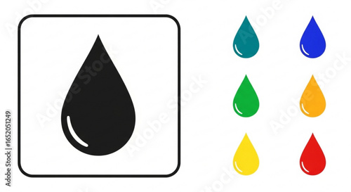 Water drop vector illustration in various colors liquid droplet icon design for graphics and web use
