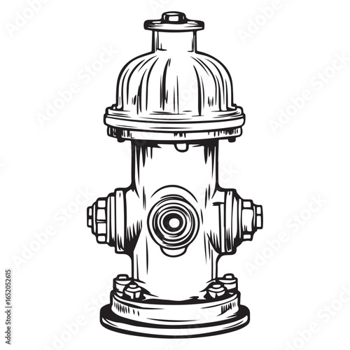 Detailed fire hydrant in silhouette vector illustration 